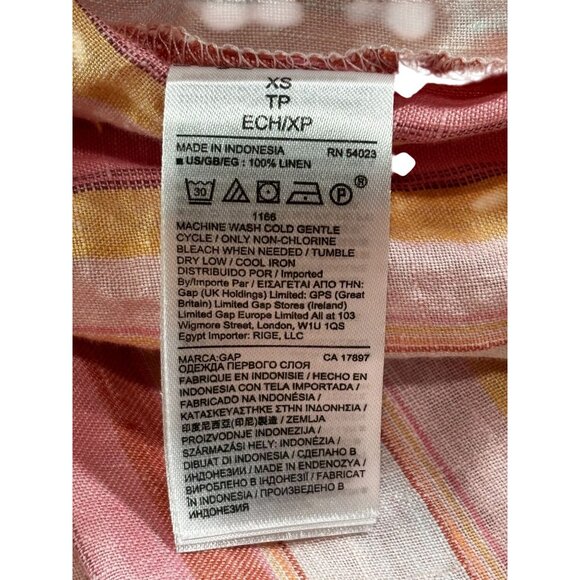 Gap Womens Striped Lightweight Linen Tunic Top XS Long Sleeve Multicolor - Picture 5 of 10